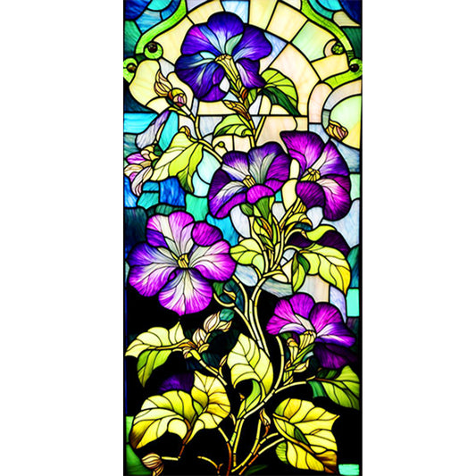 Glass Painted Petunias - Full Round Drill Diamond Painting 40*80CM