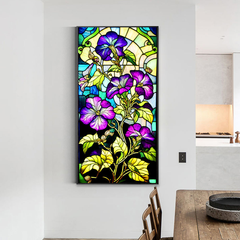 Glass Painted Petunias - Full Round Drill Diamond Painting 40*80CM