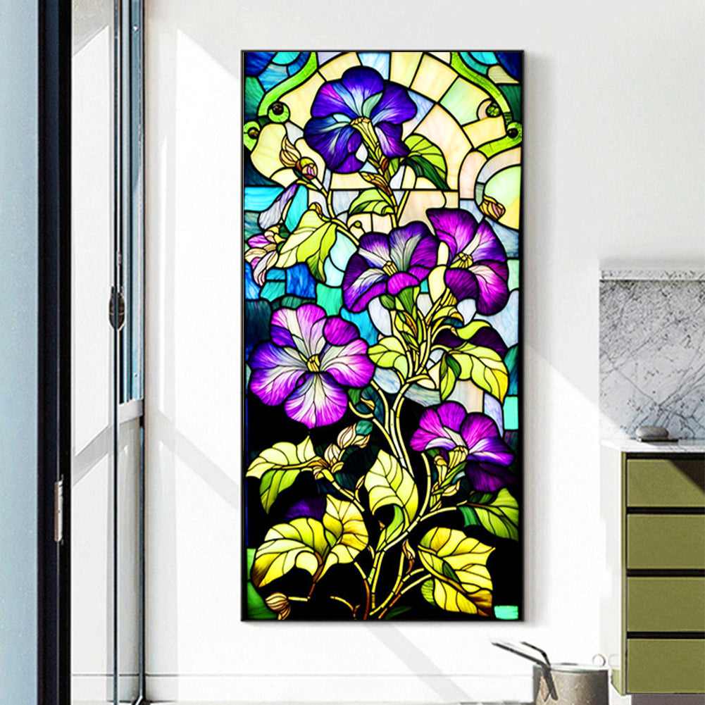 Glass Painted Petunias - Full Round Drill Diamond Painting 40*80CM