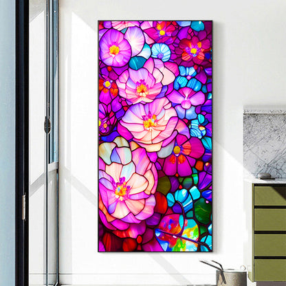 Glass Painting Pink Flowers - Full Round Drill Diamond Painting 40*80CM