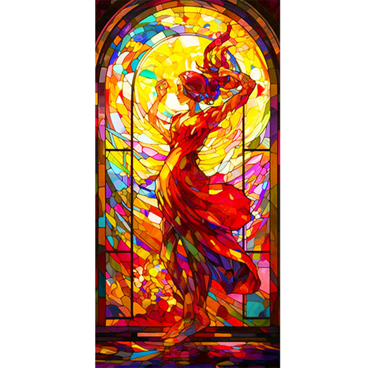 Glass Painting Dancing Girl Dance - Full Round Drill Diamond Painting 40*80CM