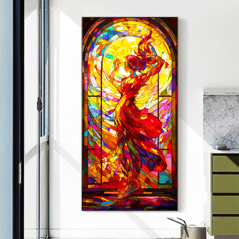 Glass Painting Dancing Girl Dance - Full Round Drill Diamond Painting 40*80CM