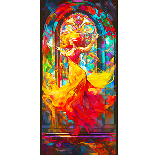 Glass Painting Dancing Girl ¡¤ Floating - Full Round Drill Diamond Painting 40*80CM