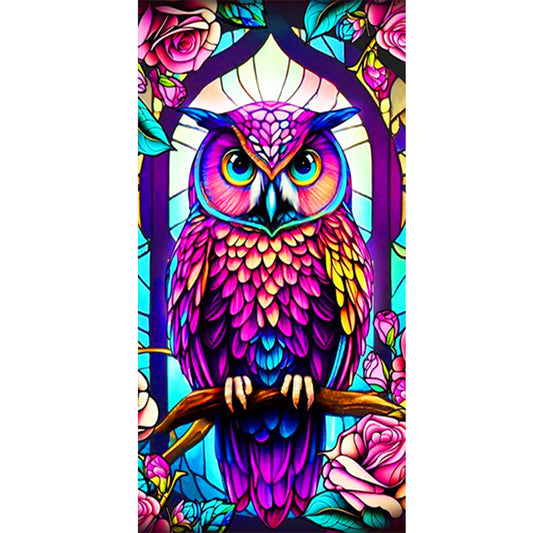 Glass Painted Owl - Full Round Drill Diamond Painting 40*80CM