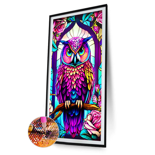Glass Painted Owl - Full Round Drill Diamond Painting 40*80CM
