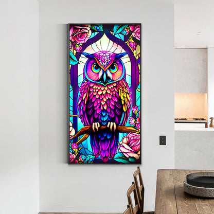 Glass Painted Owl - Full Round Drill Diamond Painting 40*80CM