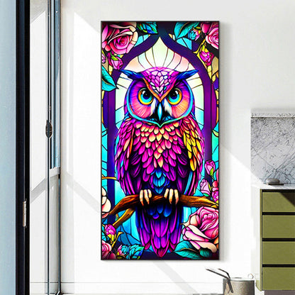 Glass Painted Owl - Full Round Drill Diamond Painting 40*80CM