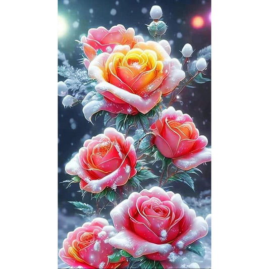 Snow Rose - Full Square Drill Diamond Painting 40*70CM