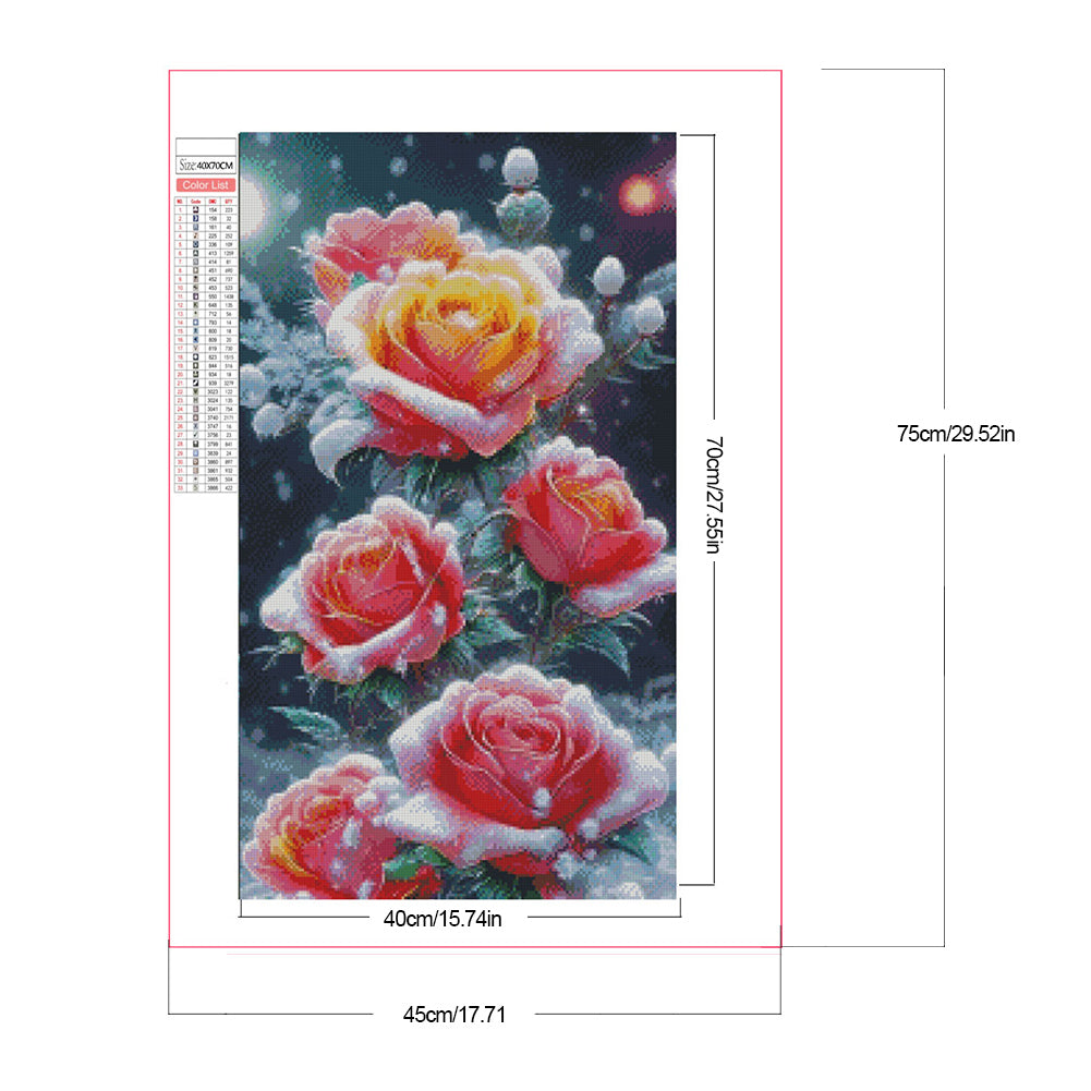 Snow Rose - Full Square Drill Diamond Painting 40*70CM