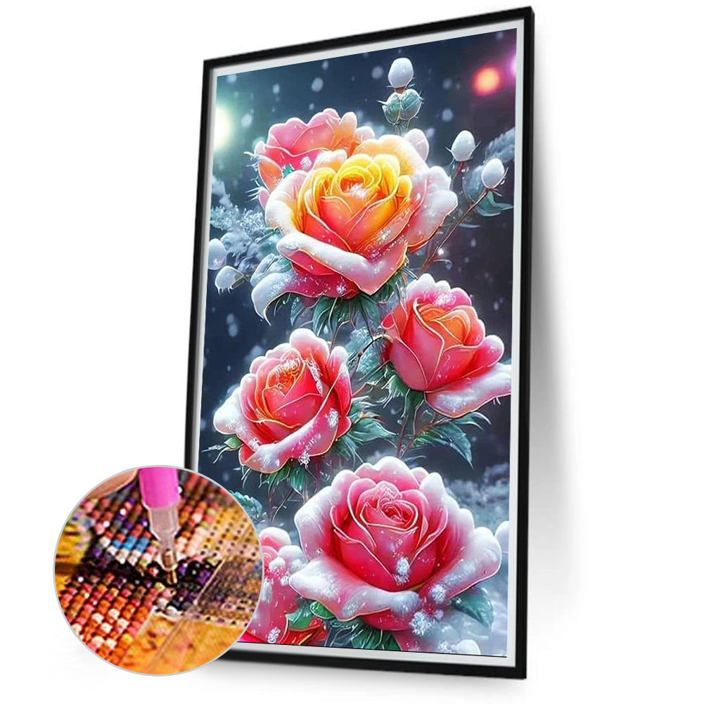 Snow Rose - Full Square Drill Diamond Painting 40*70CM