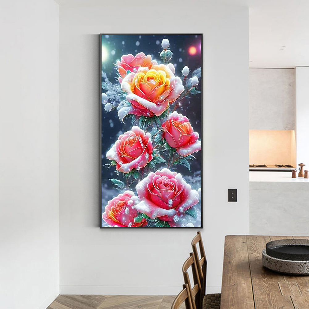 Snow Rose - Full Square Drill Diamond Painting 40*70CM