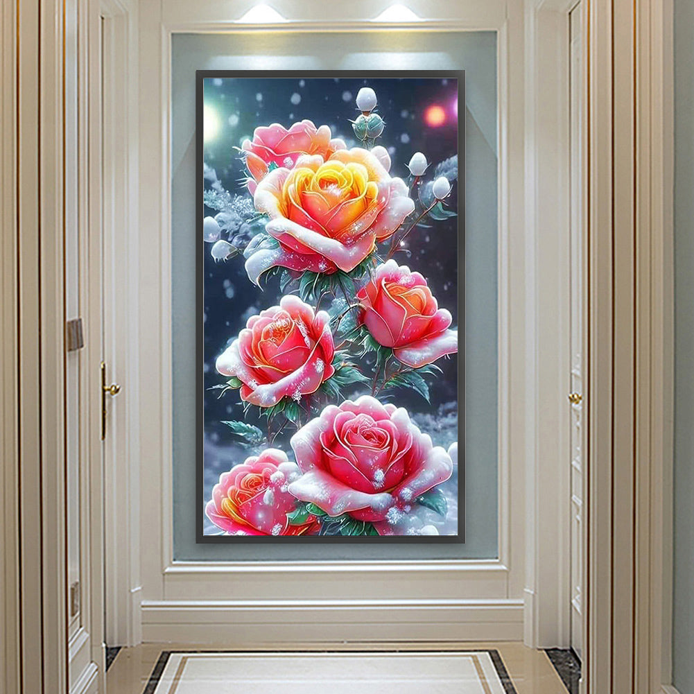 Snow Rose - Full Square Drill Diamond Painting 40*70CM