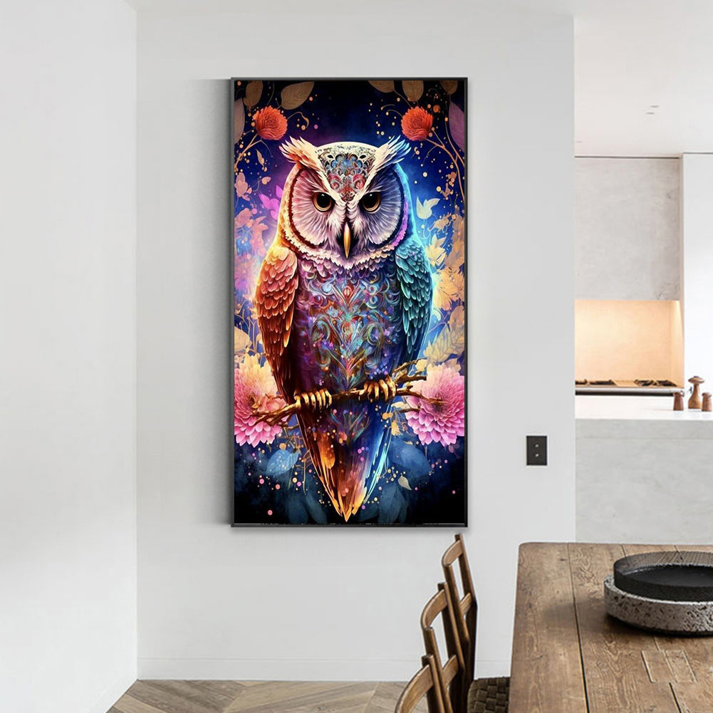 Owl On Branch - Full Round Drill Diamond Painting 40*70CM