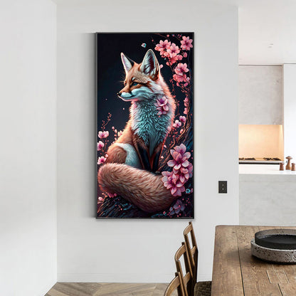 Peach Blossom Fox - Full Round Drill Diamond Painting 40*70CM