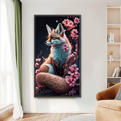 Peach Blossom Fox - Full Round Drill Diamond Painting 40*70CM