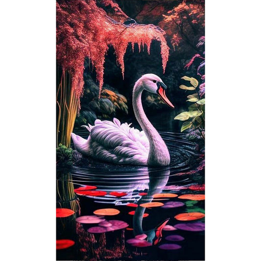Paddling Swan - Full Round Drill Diamond Painting 40*70CM