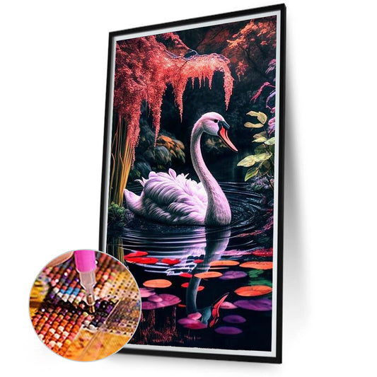 Paddling Swan - Full Round Drill Diamond Painting 40*70CM