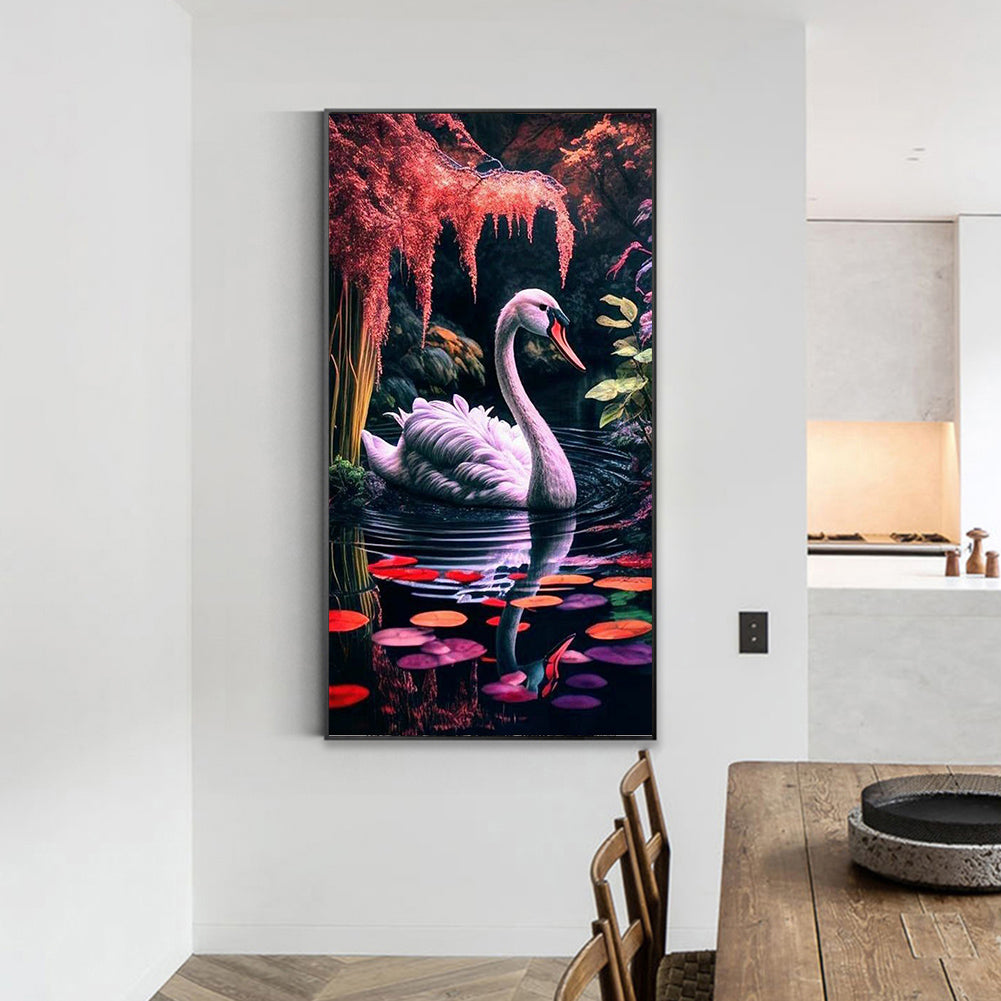 Paddling Swan - Full Round Drill Diamond Painting 40*70CM