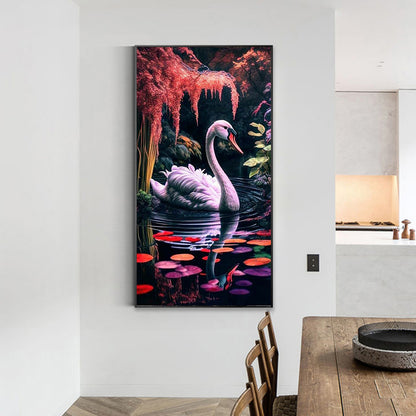 Paddling Swan - Full Round Drill Diamond Painting 40*70CM