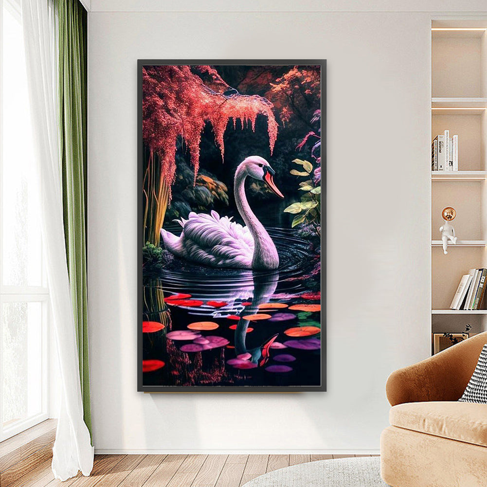 Paddling Swan - Full Round Drill Diamond Painting 40*70CM