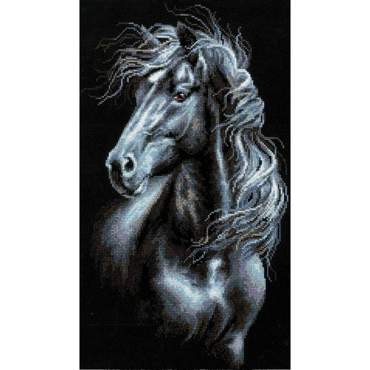 Mosaic Black And White Horse - Full Round Drill Diamond Painting 40*70CM