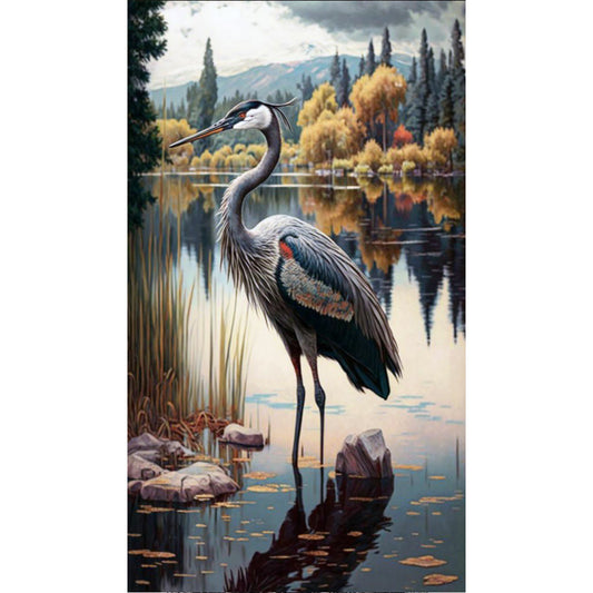 Heron By The Lake - Full Round Drill Diamond Painting 40*70CM