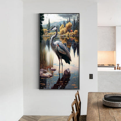 Heron By The Lake - Full Round Drill Diamond Painting 40*70CM
