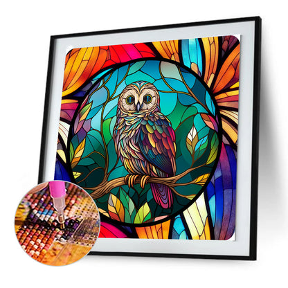 Owl Glass Painting - Full Round Drill Diamond Painting 30*30CM