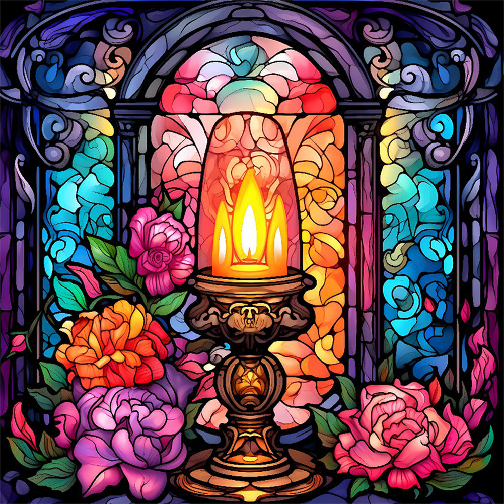 Flower Candle - Full Round Drill Diamond Painting 30*30CM