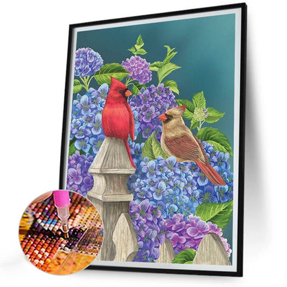Bird Among Flowers - Full Round Drill Diamond Painting 30*40CM