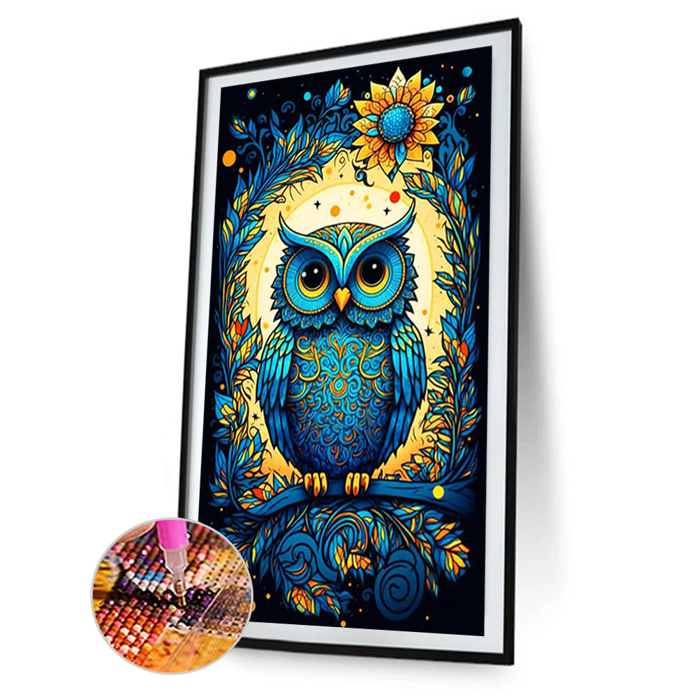 Owl On Branch - Full Round Drill Diamond Painting 60*100CM