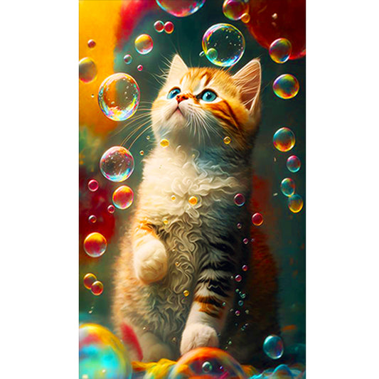 Bubble And Cat Animal Series - Full Round Drill Diamond Painting 60*100CM