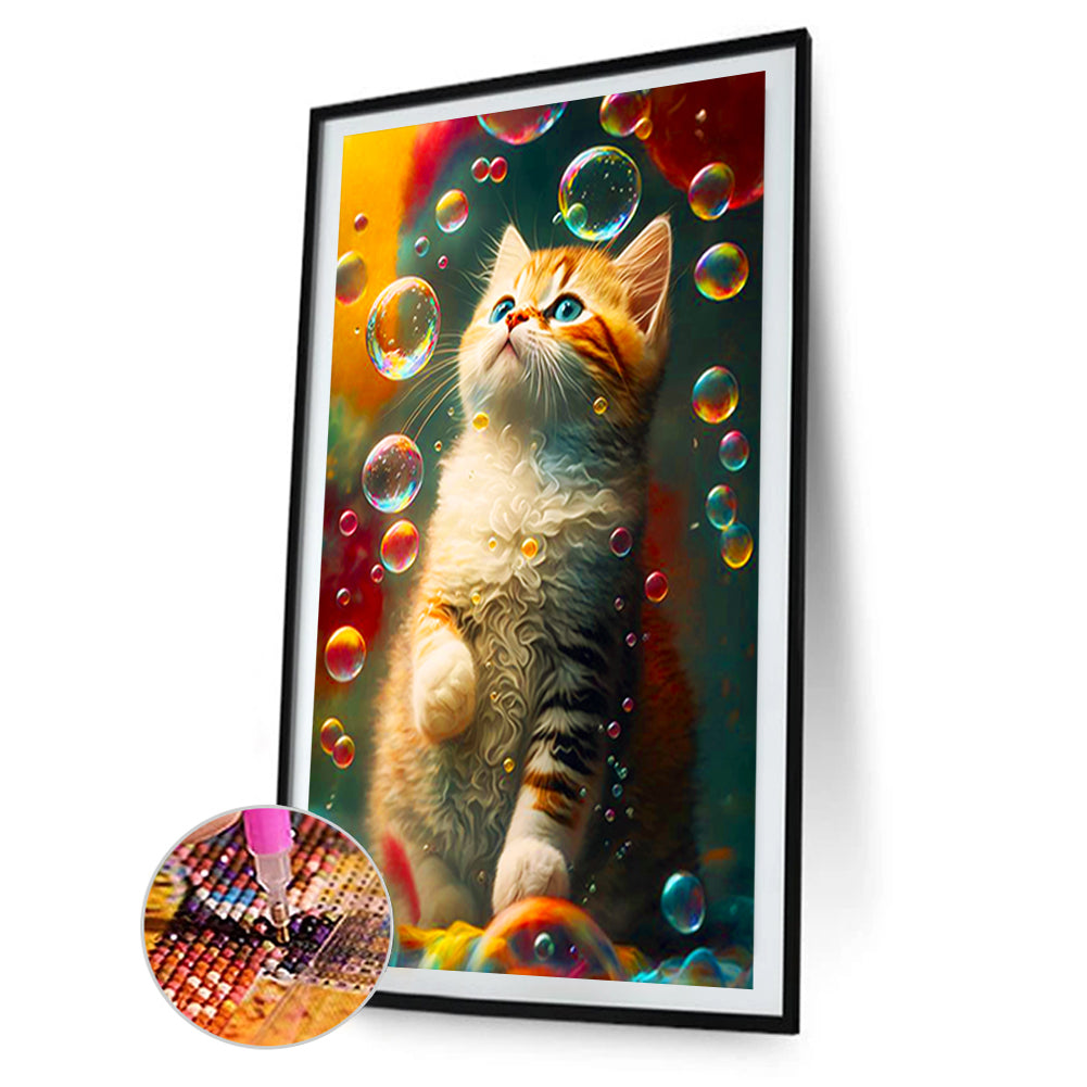 Bubble And Cat Animal Series - Full Round Drill Diamond Painting 60*100CM