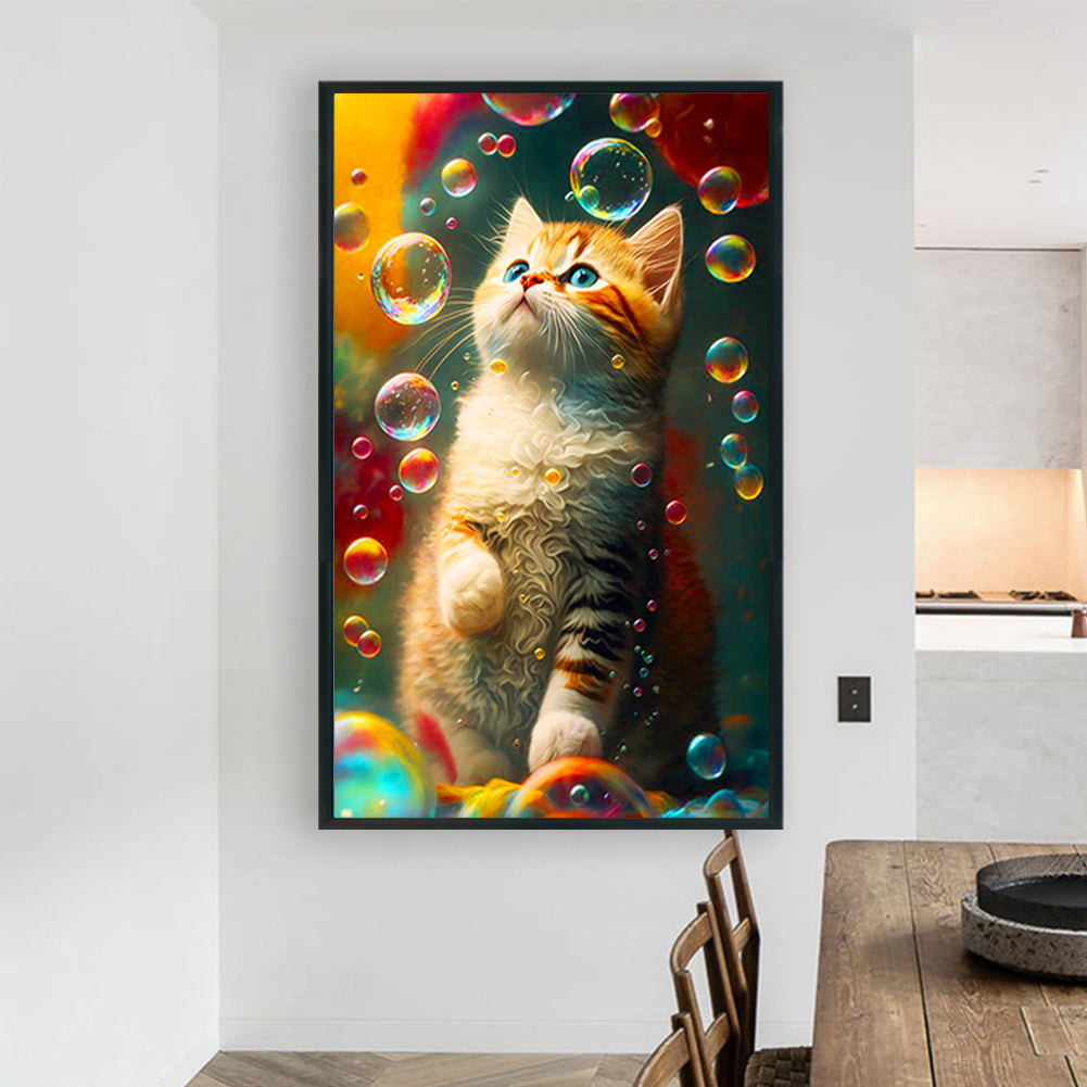 Bubble And Cat Animal Series - Full Round Drill Diamond Painting 60*100CM