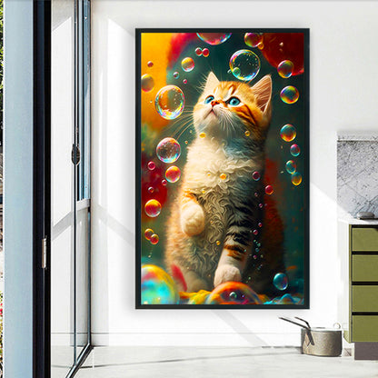 Bubble And Cat Animal Series - Full Round Drill Diamond Painting 60*100CM