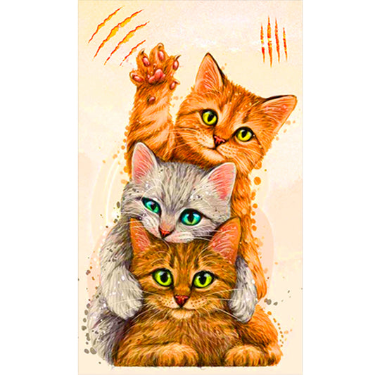 Three Cats - Full Round Drill Diamond Painting 60*100CM