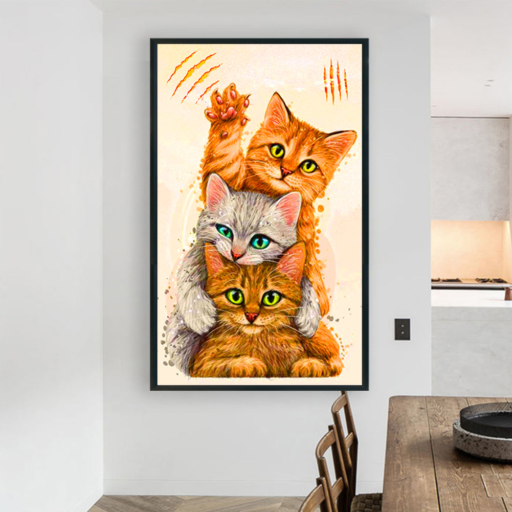 Three Cats - Full Round Drill Diamond Painting 60*100CM