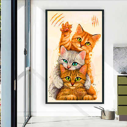 Three Cats - Full Round Drill Diamond Painting 60*100CM