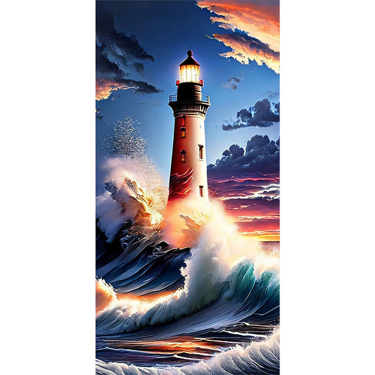 Seaside Lighthouse - Full Round Drill Diamond Painting 40*80CM