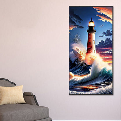 Seaside Lighthouse - Full Round Drill Diamond Painting 40*80CM