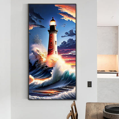 Seaside Lighthouse - Full Round Drill Diamond Painting 40*80CM