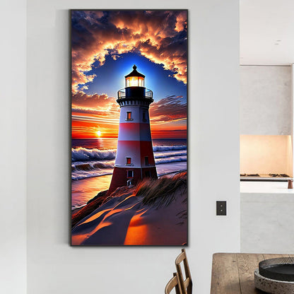 Seaside Lighthouse - Full Round Drill Diamond Painting 40*80CM