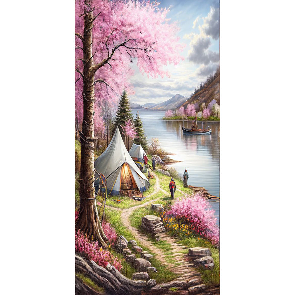 Camping Beauty - Full Round Drill Diamond Painting 40*80CM
