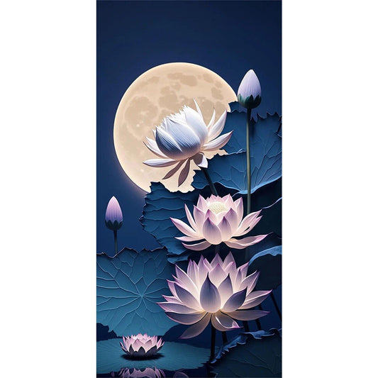 Moon Lotus - Full Round Drill Diamond Painting 40*80CM