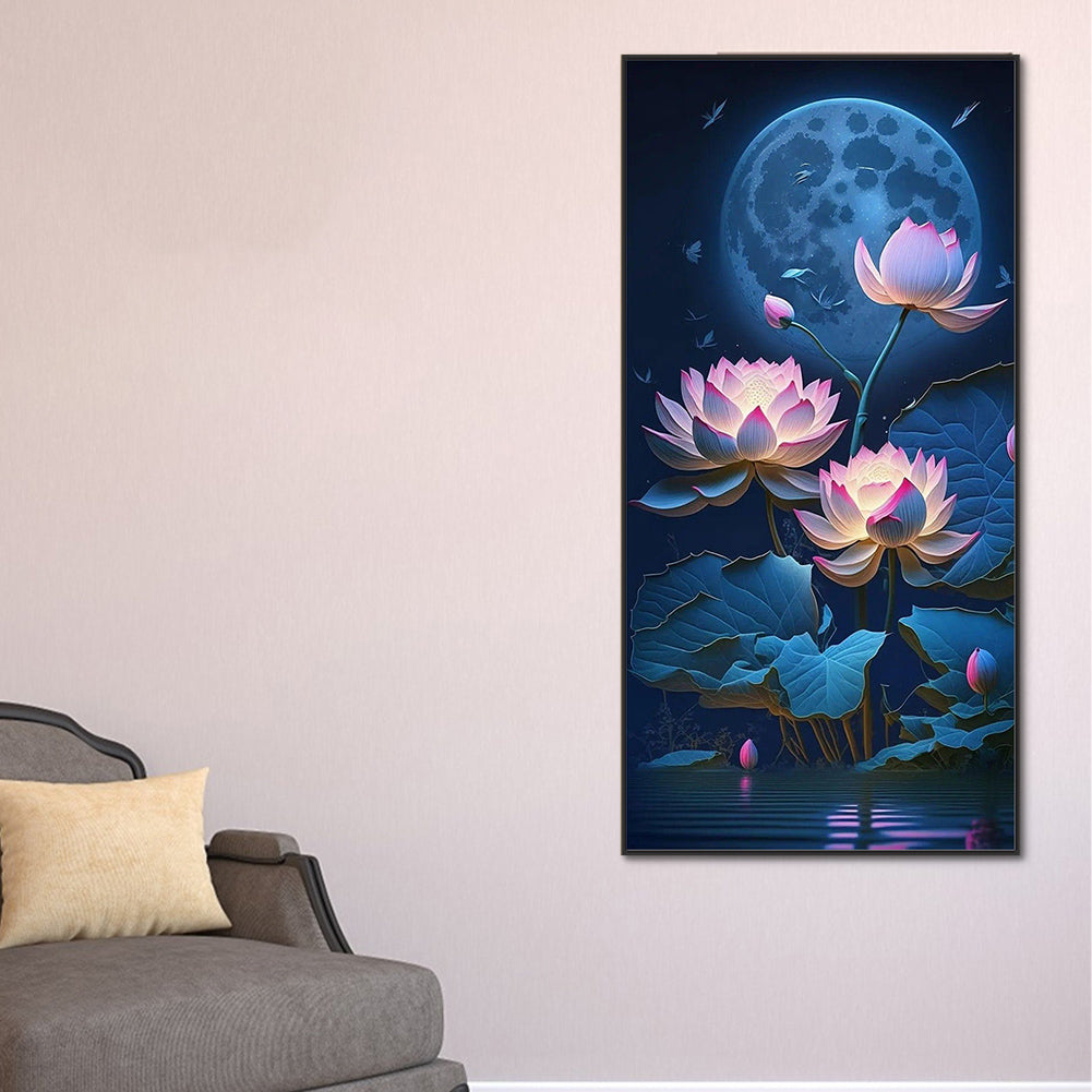 Moon Lotus - Full Round Drill Diamond Painting 40*80CM