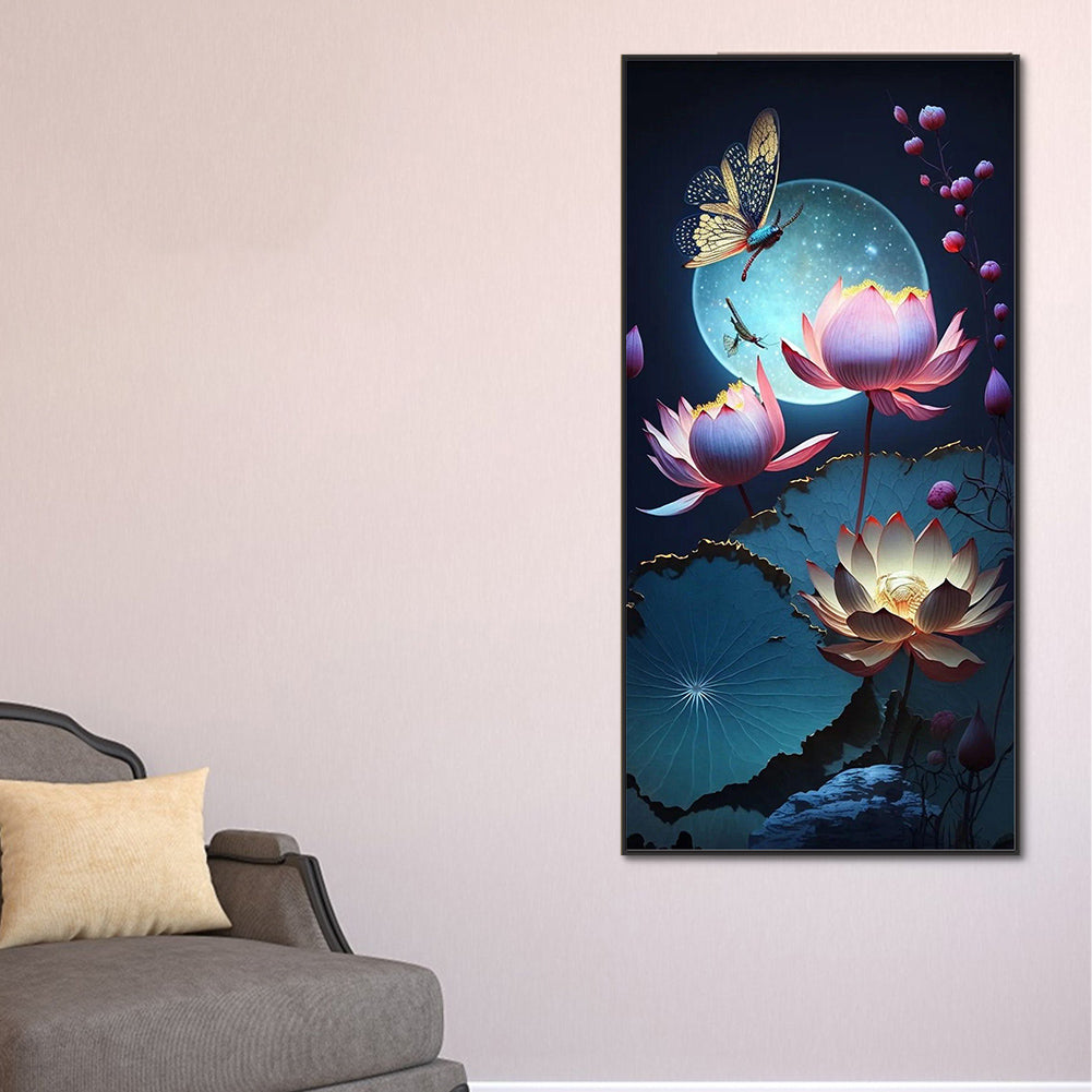 Moon Lotus - Full Round Drill Diamond Painting 40*80CM