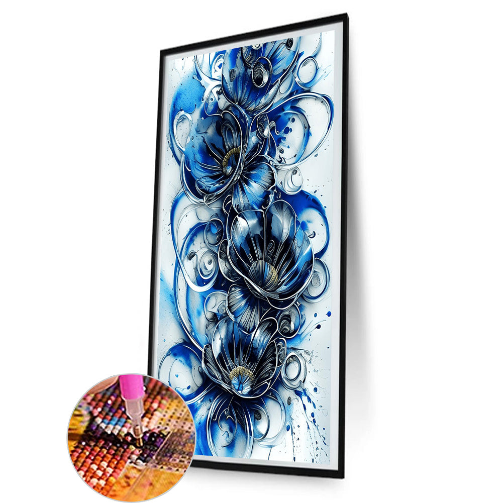 Blue Gold Art Bouquet - Full Round Drill Diamond Painting 40*80CM