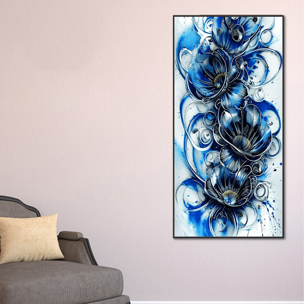 Blue Gold Art Bouquet - Full Round Drill Diamond Painting 40*80CM