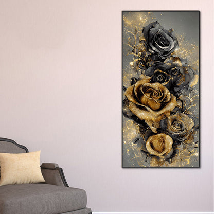 Black Gold Art Bouquet - Full Round Drill Diamond Painting 40*80CM