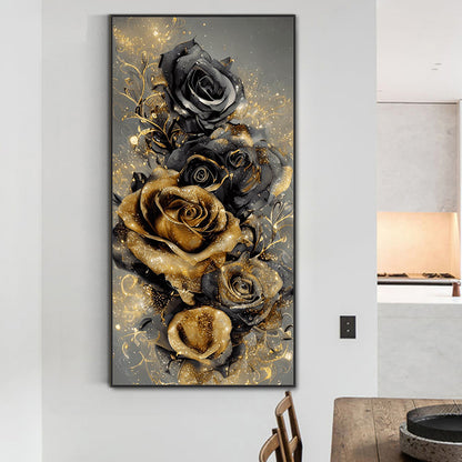 Black Gold Art Bouquet - Full Round Drill Diamond Painting 40*80CM